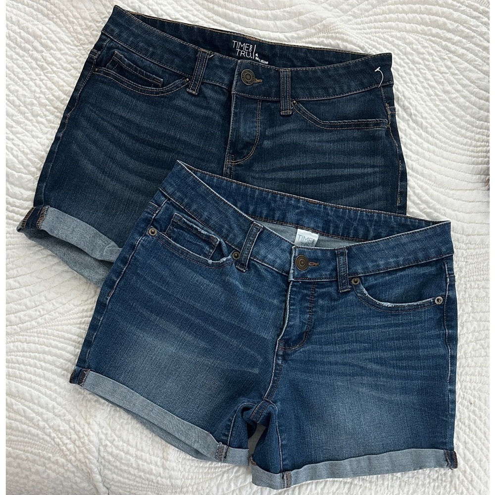 Time and Tru Women's Jean Shorts- 2 pairs( Dark and Medium Blue)sold separately